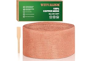 Witvalism Copper Mesh Rodent Control, 4in x 30ft Premium Copper Wool Ideal for Hole Blocking, Rustproof Pure Mesh for Mice Slug Snail Control, with Exclusive Wood Stick