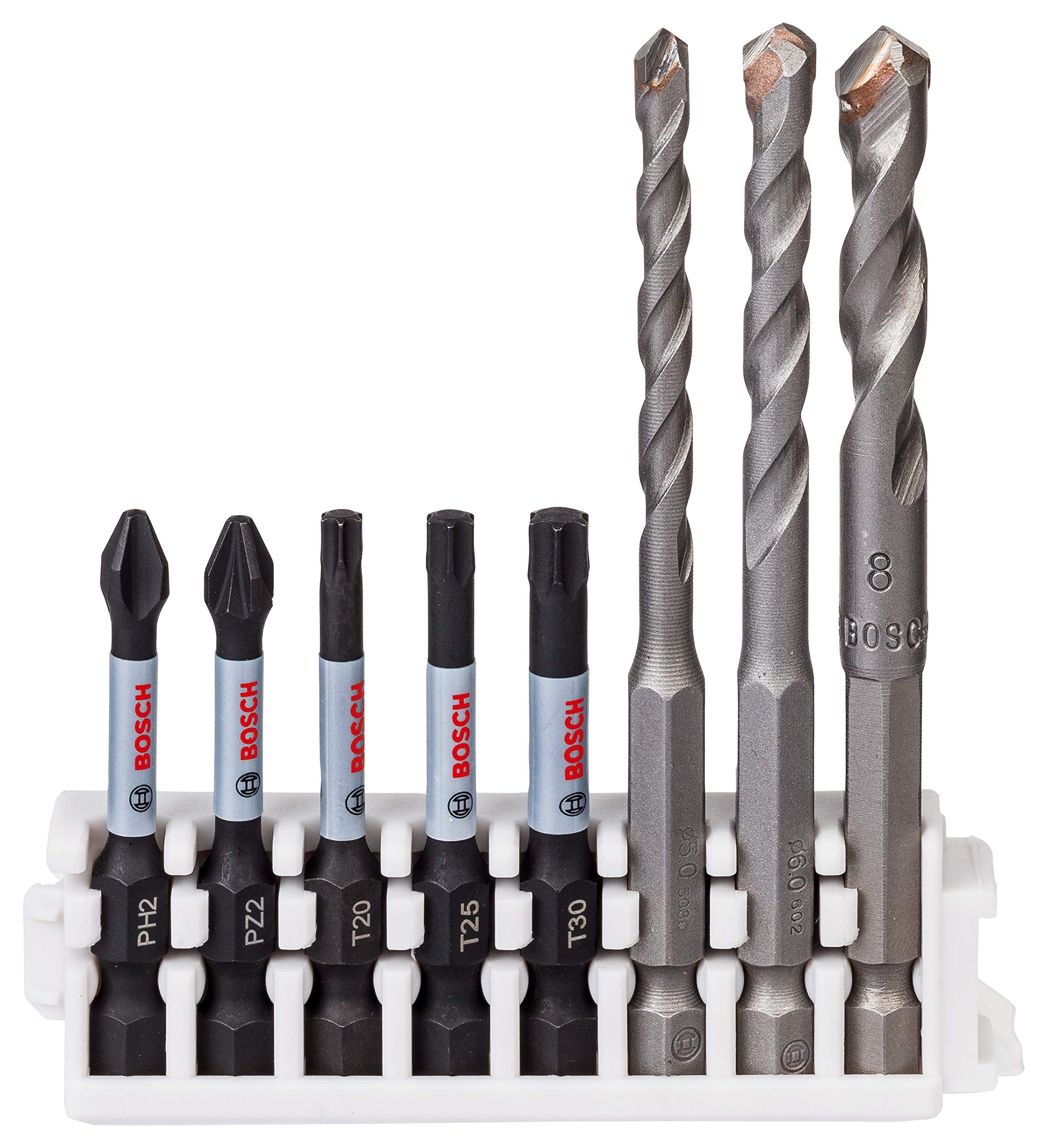 Bosch Professional 8-piece Impact Control Screwdriver Bit & Ceramic Drill Bit Set (Pick and Click, impact driver and cordless drill driver accessories)