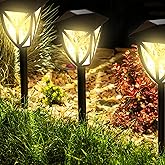 Ensenior 6-Pack Solar Lights Outdoor, 16.77" 3000K LED Solar Garden Lights for Pathway, Yard, Patio, Walkway, Planter, Waterproof, Energy-Efficient Landscape Lighting