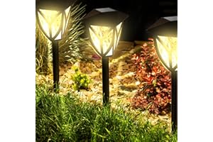 Ensenior 6-Pack Solar Lights Outdoor, 16.77" 3000K LED Solar Garden Lights for Pathway, Yard, Patio, Walkway, Planter, Waterproof, Energy-Efficient Landscape Lighting
