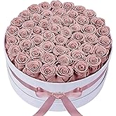 50 Piece Roses in a Velvet Box, Flowers for Delivery, Presereved Flowers Birthday Gifts for Women Mom and Wife (Dusty Rose)