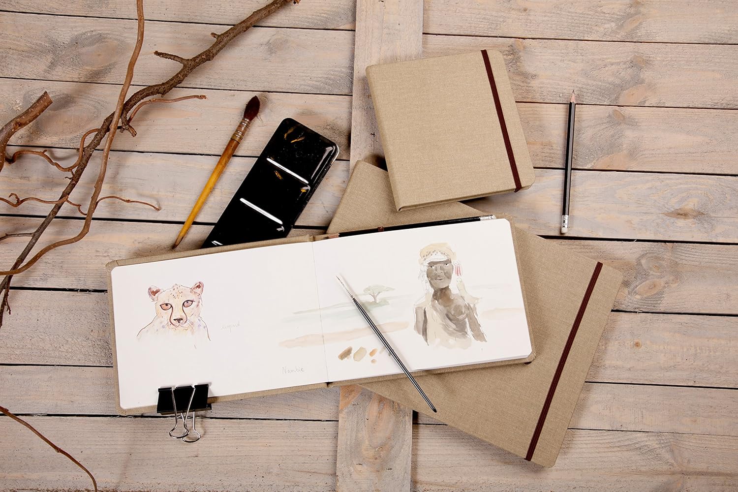 Clairefontaine, Ref 96109C, Goldline Natural Square Travel Album (Contains 32 Sheets), 20 x 20cm in Size, 180gsm Paper - Image 4