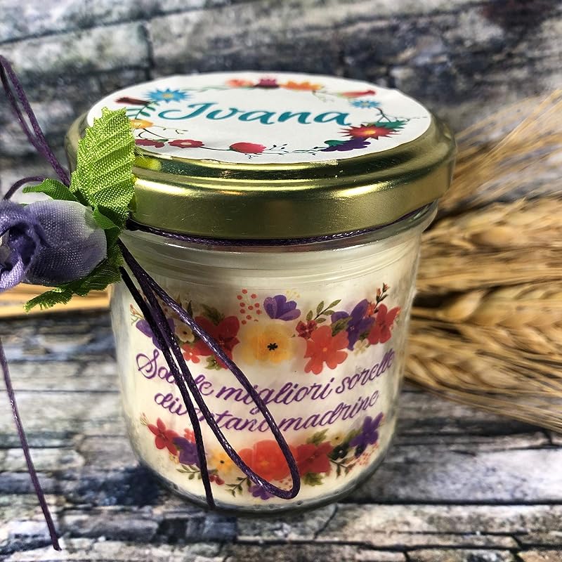 Regalo per la madrina di battesimo o cresima Vasetto con candela con disegno a scelta, aroma a Regalo per la madrina di battesimo o cresima Vasetto con candela con disegno a scelta, aroma a