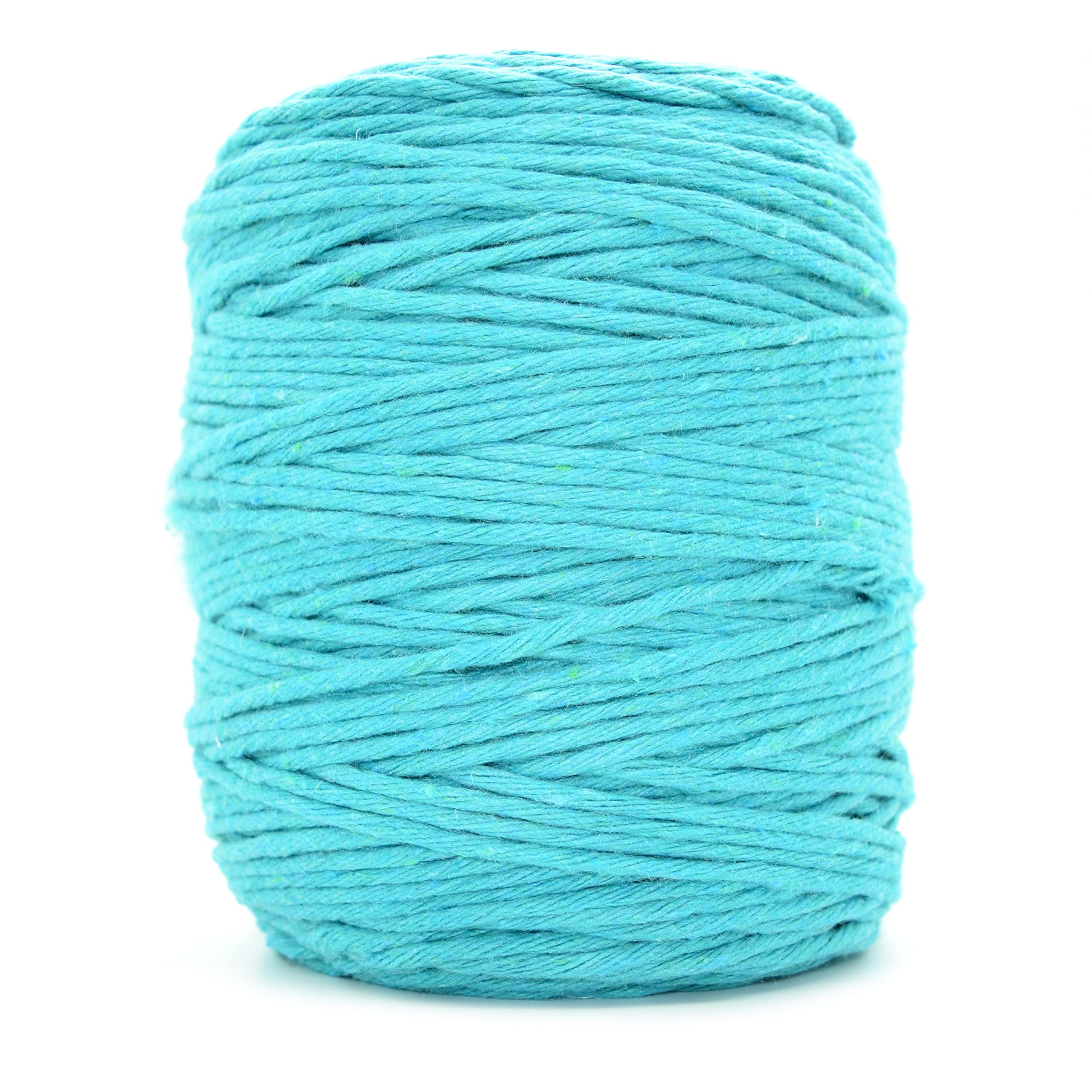 Premium Turquoise Macrame Cord, 200 m / 656 ft of 3 mm Thick Natural Cotton Thread Yarn Macrame Rope for Wall Hangings, Plant Hangers, DIY Crafts, Home Decorations, Gift Wrapping (Reel)