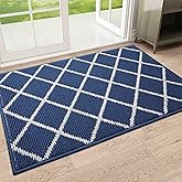 Finchitty Indoor Door Mat, Dirt Resistant and Absorbent, Low-Profile, Non-Slip, Washable Inside Floor Mats for Front Door, Back, and Entrance, 32" x 20", Navy