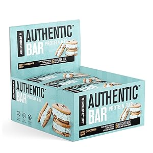 Authentic Bar Mint Peanut Butter Chocolate Protein Bars - Tasty Meal Replacement Energy Bars w/ 15g Whey Protein Isolate, Natural Sugars from Pure Honey, Healthy Fat Peanut Butter Foundation - 6 Pack