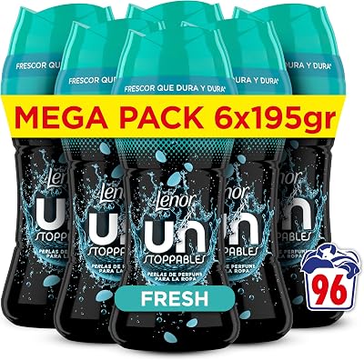 UNstoppables Perlas de Perfume para la Ropa, 96 Lavados (6 x 195g), Suavizante con Fragancia Fresca, Potenciador de Frescor