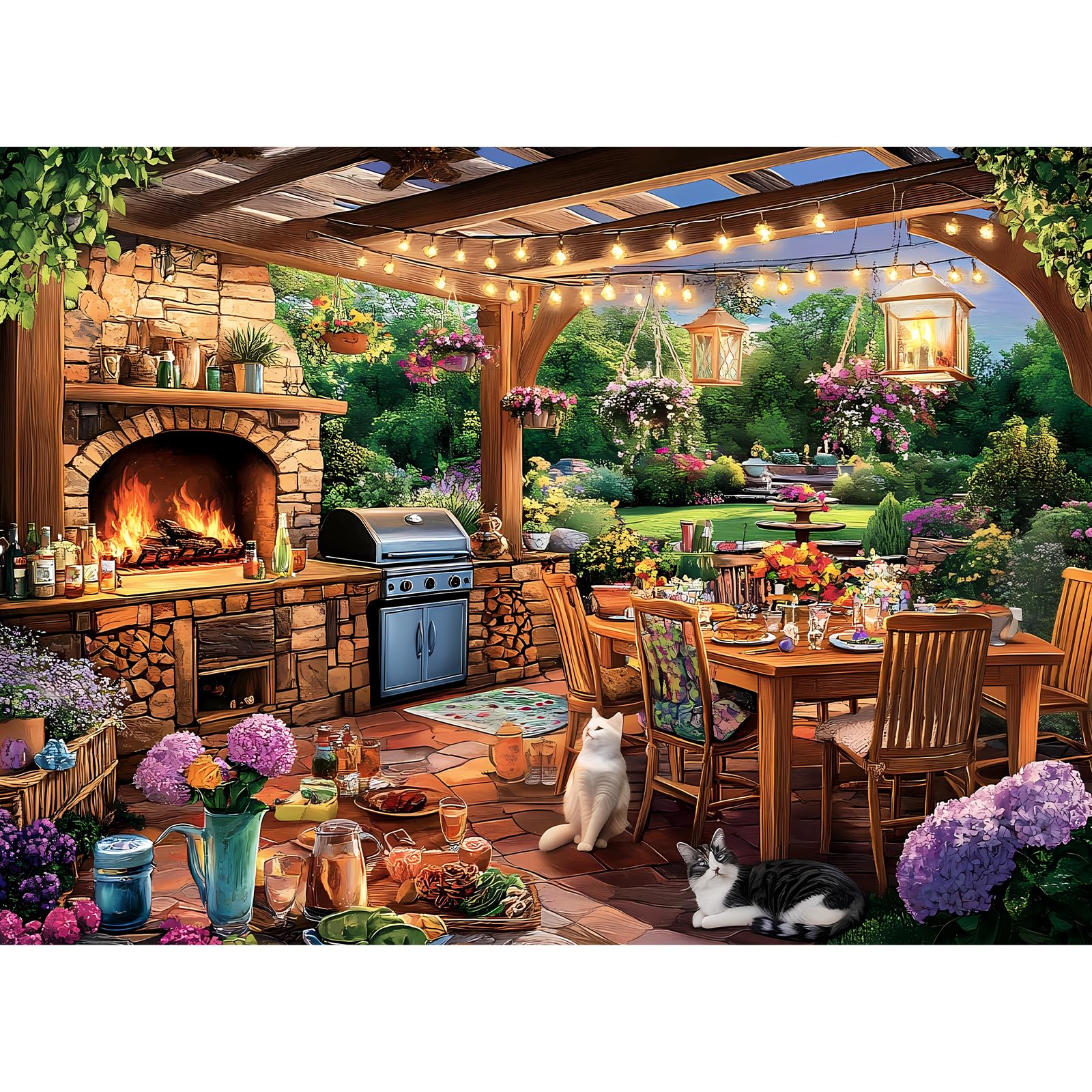 Photo 1 of 300 Pieces Puzzles for Adults | Manor Cat Jigsaw Puzzles 300 Piece for Children Adults Seniors | Sturdy,Safe Large Piece Puzzle | Engaging & Educational Toys Great Gift for Boys Girls 20.5 x 15 in