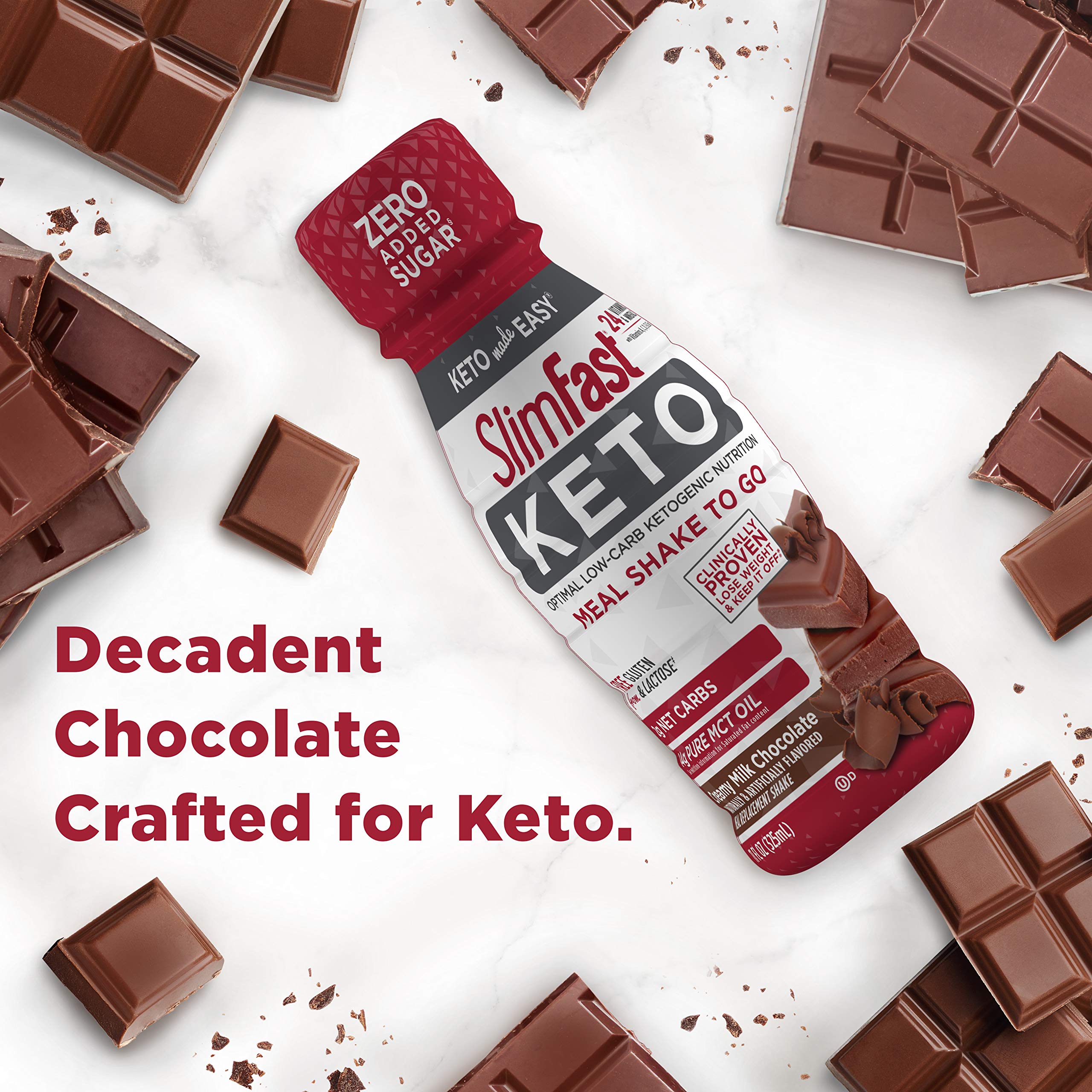 SlimFast Keto Chocolate Shake Ready to Drink Meal Replacement, (Each