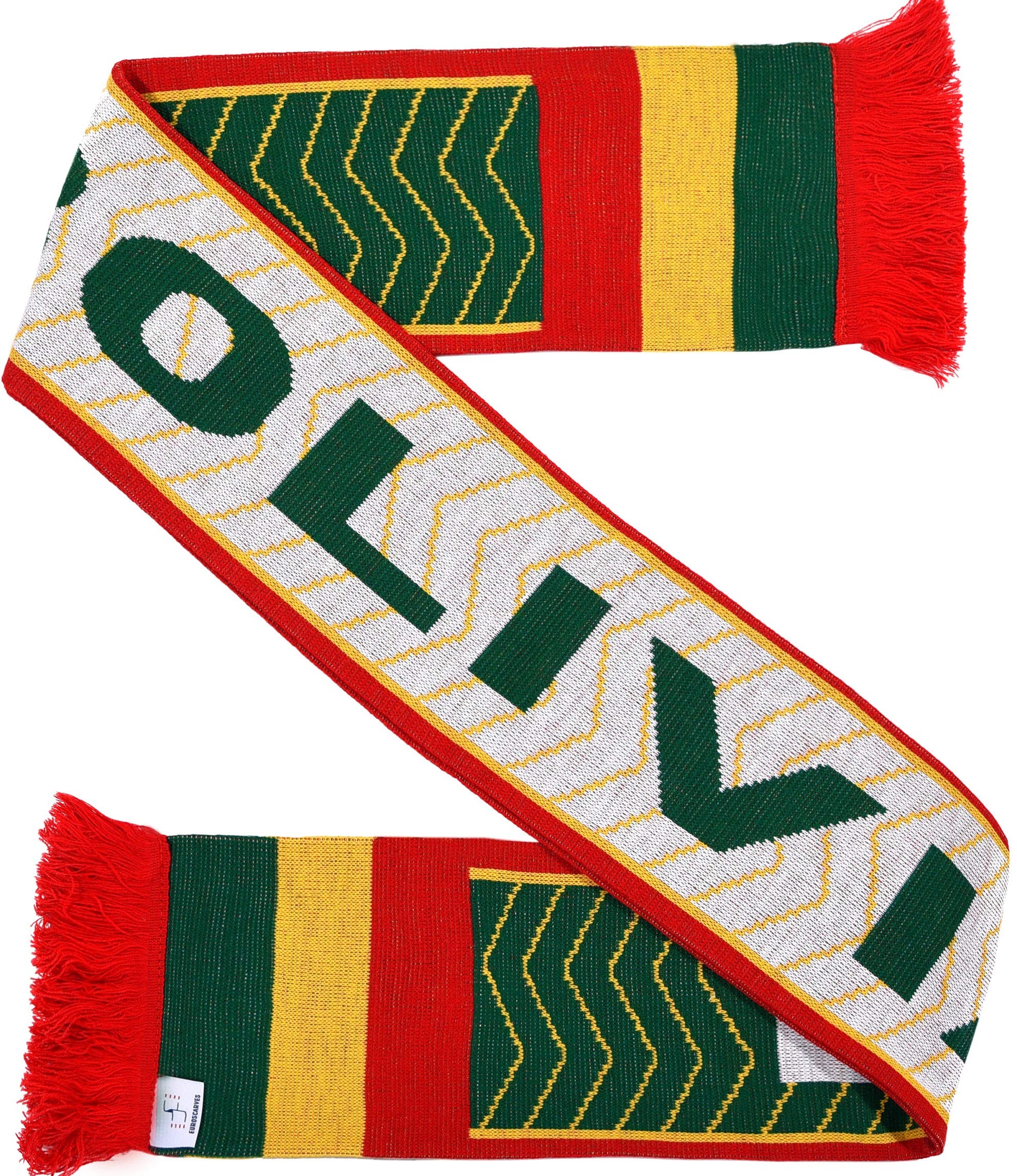 Bolivia Soccer Knit Scarf, Green, Red, Yellow, White