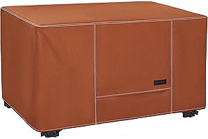 NettyPro Rectangular Fire Pit Table Cover, Waterproof 600D Heavy Duty Outdoor Patio Rectangle Firepit Cover, 48L x 28W x 24H inch, Brown