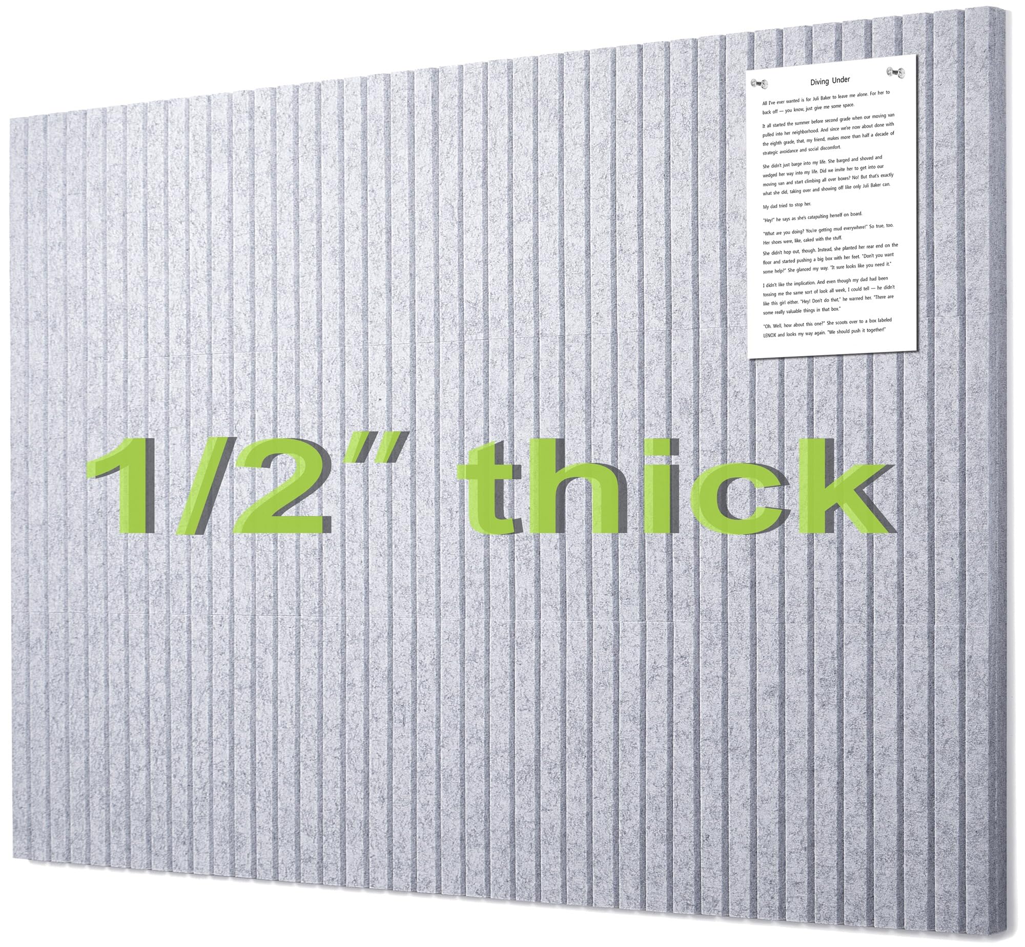 Photo 1 of G Gamit Felt Bulletin Board Wall Tiles Large Cork Board Alternative 12 Pack 11.81”x11.81”x0.47” Slat Wall Panel Felt Pin Board with Safe Removable Adhesive Tabs for Home Office School (V-Silvergray)