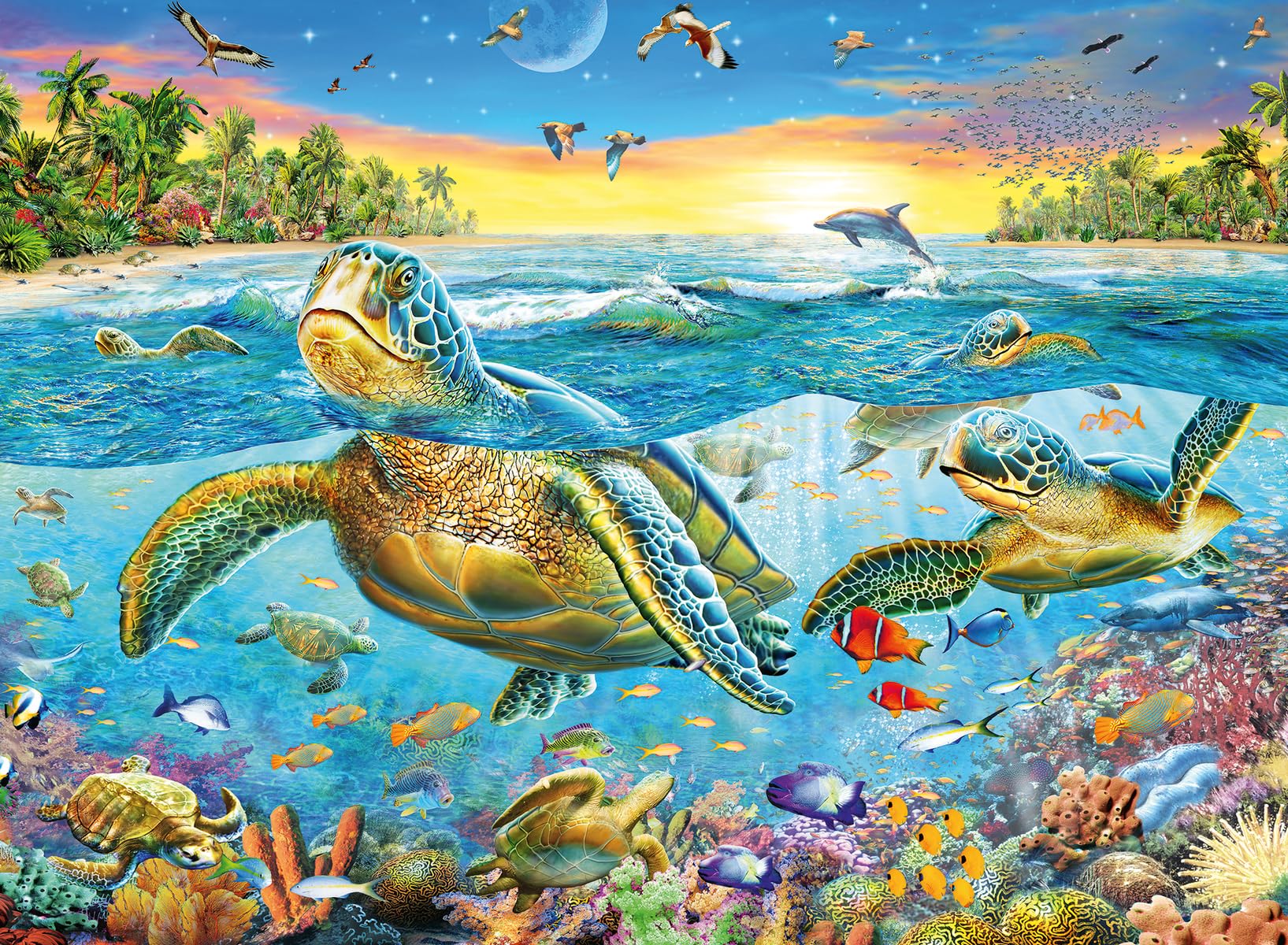 Ravensburger Swim with Sea Turtles 100 piece Jigsaw Puzzle with Extra Large Pieces for Kids age 6 years and up