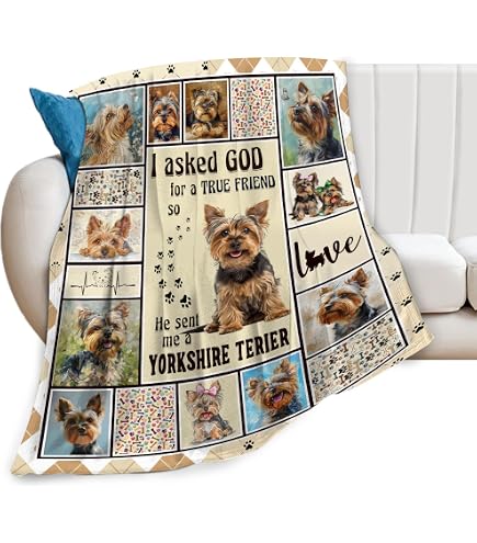 Cute Yorkshire Terrier Plush Throw Blanket - Soft, Warm & Lightweight 60x50 Inch Dog Blanket For Bed, Sofa & Home Decor