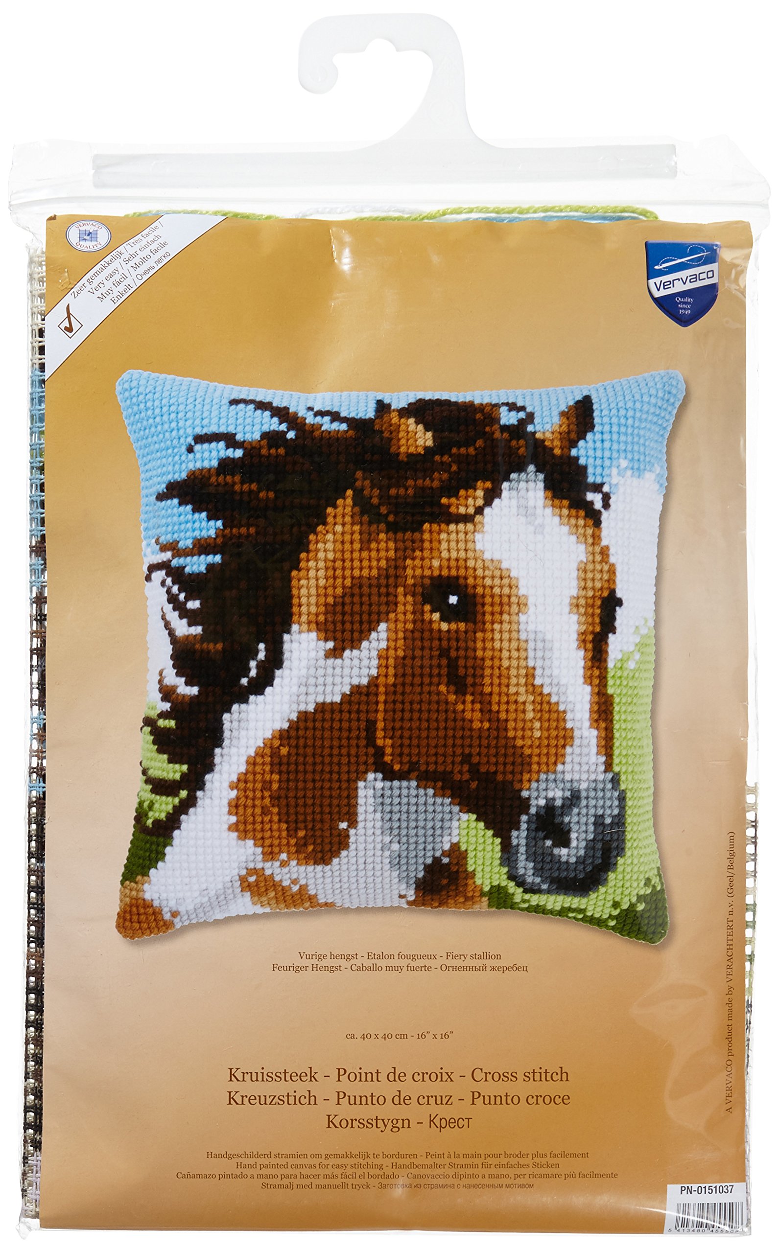 Vervaco Cross Stitch Kit: Cushion: Fiery Stallion, Other, NA, 40 x 40cm