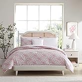 Laura Ashley - Twin Comforter Set, Super Soft Bedding with Matching Sham, Includes Bonus Bed Sheets & Decorative Pillow, Floral Print, Dorm Essentials, Coquette Room Decor (Quartet Pink)