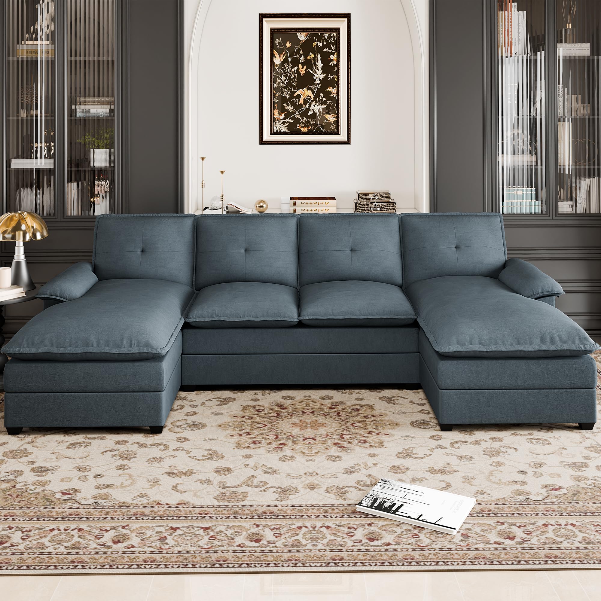 Photo 1 of ****************PARTIAL ITEM, THIS IS ONLY BOX 1 OUT OF 3***************
Shintenchi 110" Sectional couches for Living Room,U-Shaped Modular Couch with Thick Cushion & Soft Backrest,4 Seat Double Chaise Sectional Sofa Couch,Dark Grey **THIS IS A BOX SET OF