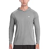 isnowood Mens UPF 50+ Fishing Shirts, Long Sleeve Sun Protection Hoodie, UV Rash Guard Shirt for Running Workout Hiking