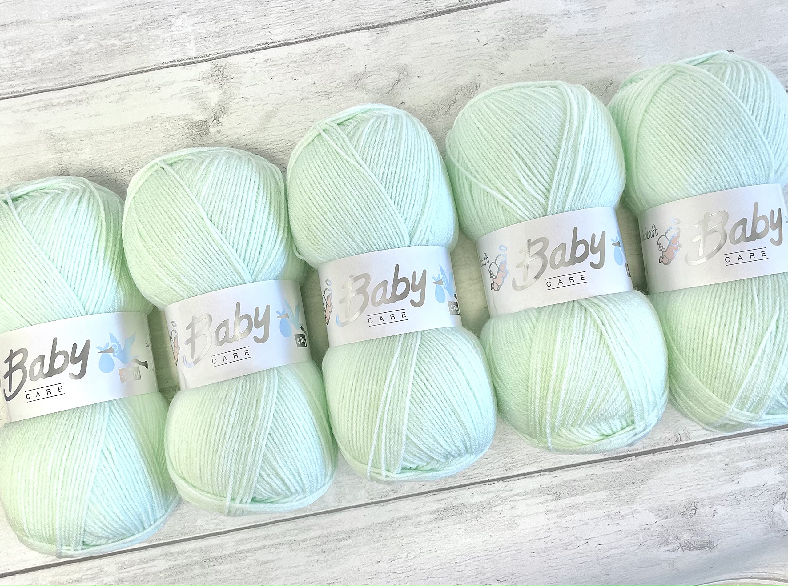 5 x 100g Woolcraft Babycare 4Ply Baby Wool (Mint 706)