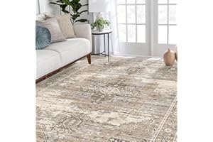 RUUGME Washable 5x7 Area Rugs - Large Rugs for Living Room Stain Resistant Carpet Vintage Rugs for Bedroom with Non Slip Backing Home Decor Floor Decoration Mat (5x7 Beige)