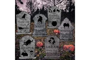 Eunhdet 6 Pack Tombstones For Graves Halloween Decorations Outdoor, 17'' Large Scary Tombstones Halloween Graveyard Decorations Indoor Waterproof Yard Sign Outside For Cemetery Yard Lawn Party Decor