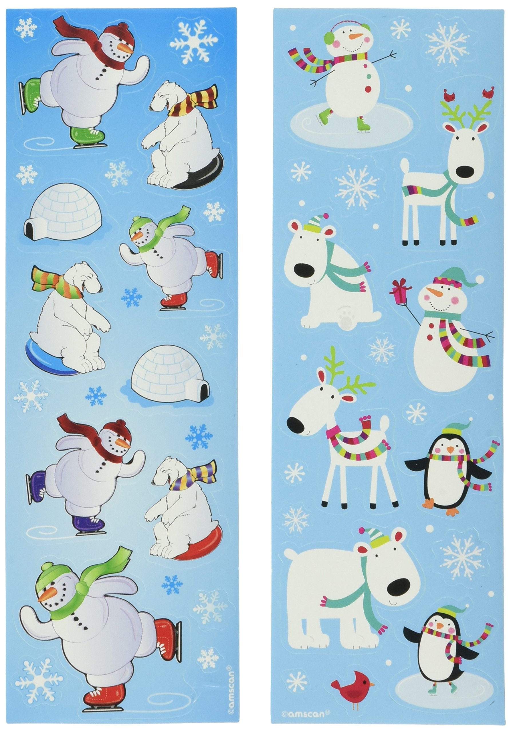 Amscan 394898 - Joyful Snowman Winter Fun Christmas Stickers Strip