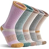 5 Pairs Merino Wool Hiking Socks Warm Thermal Winter Cozy Cushioned Moisture Wicking Socks for Women & Men