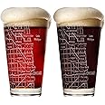 Greenline Goods Beer Glasses - 16 oz Drinkware Set for Chicago lovers - Set of 2 - Etched with Chicago, IL Map | Premium Decorative Glassware