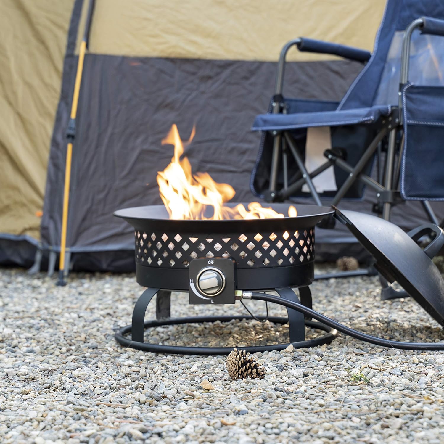 Bond Manufacturing 67836 54, 000 BTU Aurora Camping, Backyard, Tailgating, Hunting and Patio. Locking Lid & Carry Handle Portable Steel Propane Gas Fire Pit Outdoor Firebowl, 18.5", Bronze : Garden & Outdoor