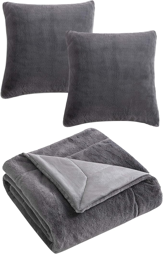 Home Fashions Luxury Faux Rabbit Fur Throw Blanket