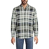 Lands' End Men's Long Sleeve Flagship Flannel Shirt Ivory/Antique Moss Plaid Tall Large