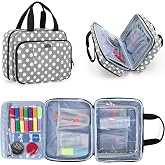 LUXJA Large Sewing Storage Organizer with 3 Inner Sections, Polka Dots | Tote Sewing Bag with Multi Versatile Pockets, No Accessories Included