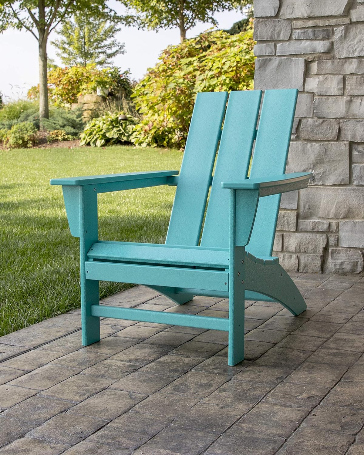 POLYWOOD AD420WH Modern Adirondack Chair, White : Garden & Outdoor