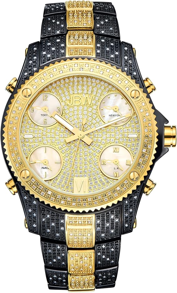 Amazon Jbw メンズ ラグジュアリー ジェットセッター 2 34カラット ダイヤモンド腕時計 ステンレススチールリンクブレスレット付き 50 Mm ブラック ゴールド メンズ腕時計 腕時計 通販