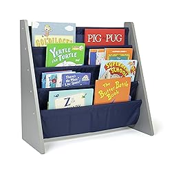 Humble Crew 4-Tier Kids Bookshelf, Grey Wood/Navy