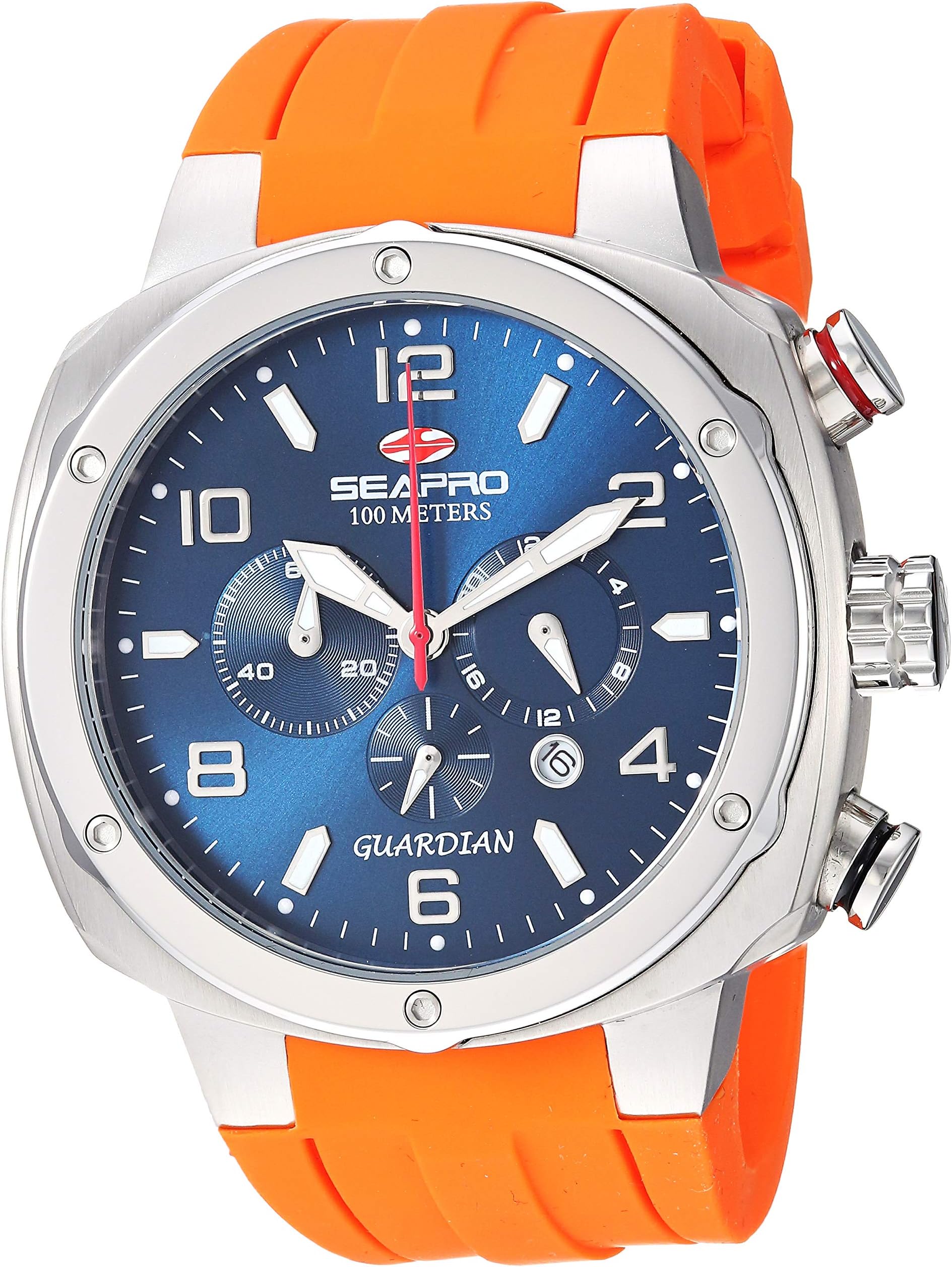 SeaproMen's SP3345 Guardian Analog Display Quartz Orange Watch, Blue