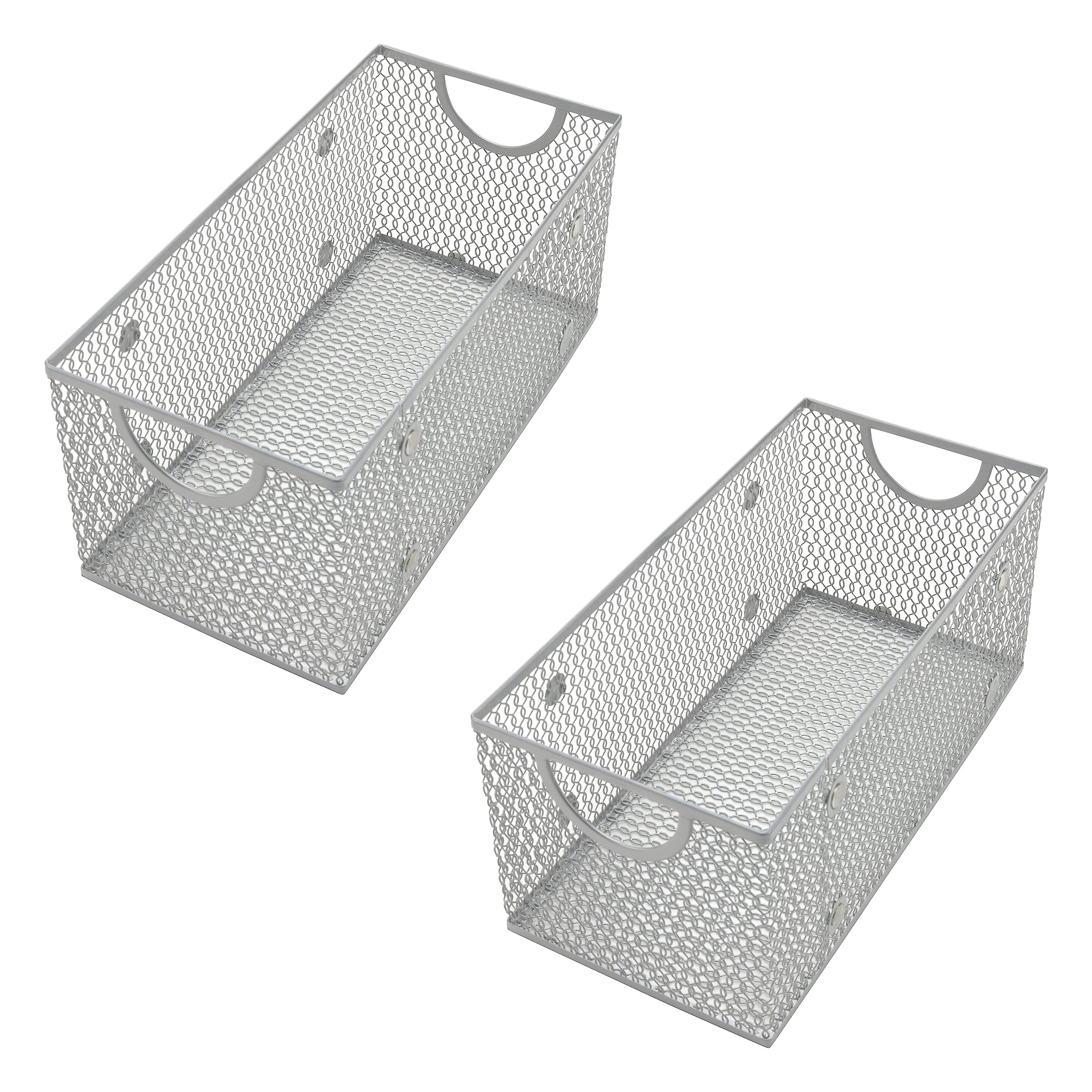 YBM Home Kitchen Pantry Organizer Wire Basket for Shelves, Pantry, and Cabinets, Mesh Open Metal Storage Bin for Organizing Household, Office, and Laundry Supplies, 11 x 5.5 x 5 in, Pack of 2 Image