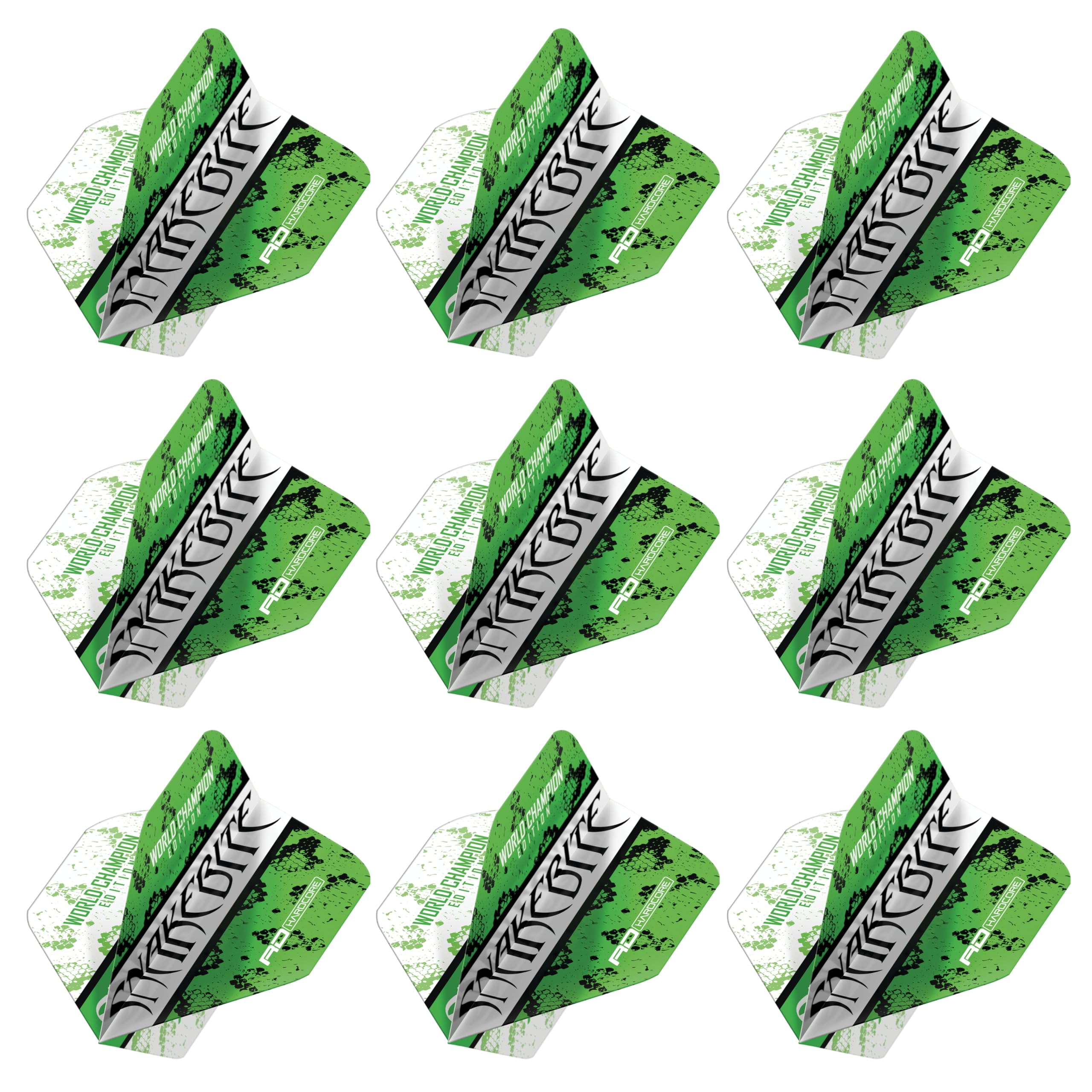 RED DRAGON Yin Yang Double Sided Peter Wright Snakebite Green & White Standard Dart Flights 3 Sets Per Pack (9 Dart Flights in total)