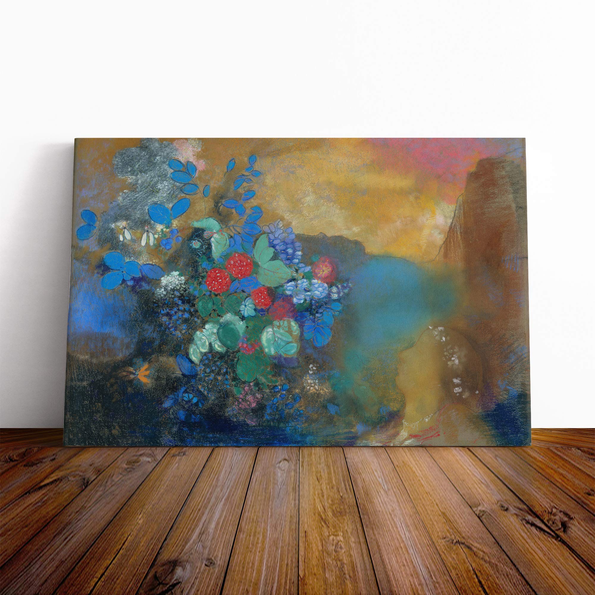 Odilon Redon Ophelia Among The Flowers Canvas Print | Gallery Wrapped 30mm Frame Wall Art | 20x14 inches | Ready to Hang | Modern Floral Picture | Living Room Bedroom Lounge Office