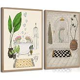 RSYJHIK Set of 2 Funny Bathroom Frog Canvas Wall Art 12x16in | Shower Frog Posters Painting Whimsical Animal Wall Decor Pictures for Toilet Shower Room Home Decoration Unframed