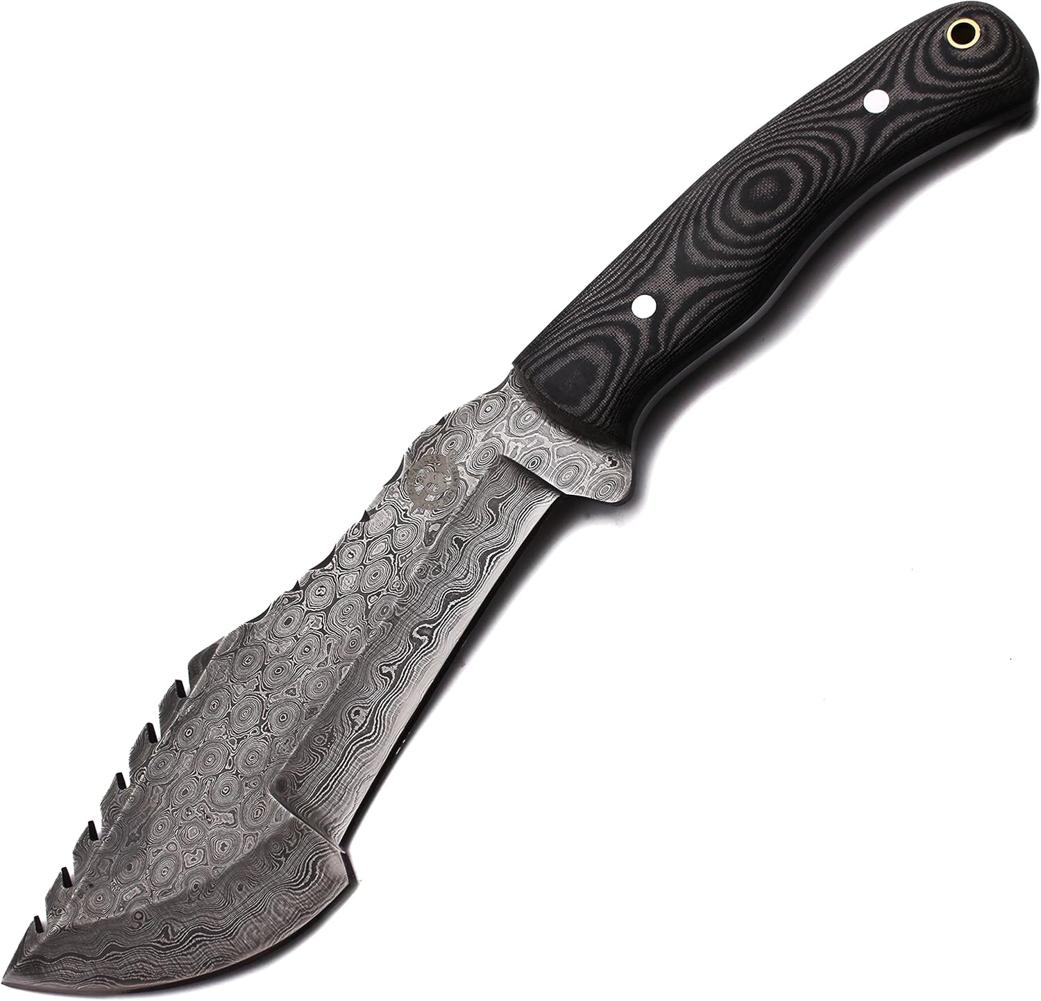 WolfKlinge DCX17-36 Handmade Damascus Steel Hunter, Ninja Tracker, Micarta Handle, with Cowhide Leather Sheath