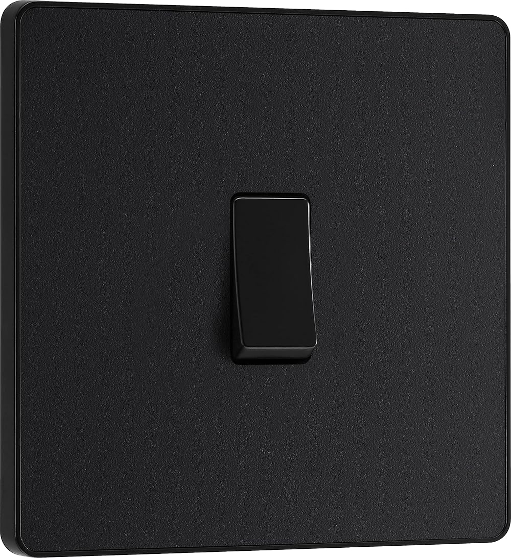 BG Electrical Evolve 2 Way Screwless 20A Matt Black Wall Light Switch PCDMB12B