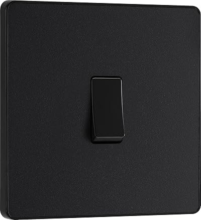 BG Electrical Evolve 2 Way Screwless 20A Matt Black Wall Light Switch PCDMB12B