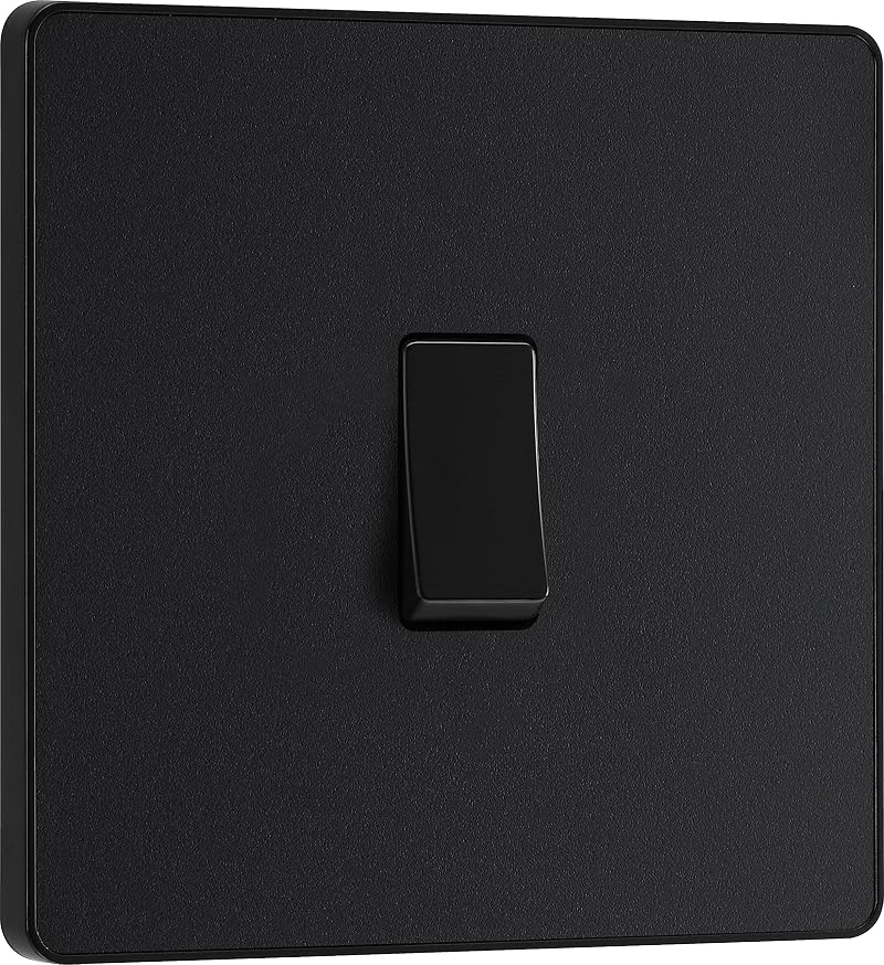 BG Electrical Evolve 2 Way Screwless 20A Matt Black Wall Light Switch PCDMB12B