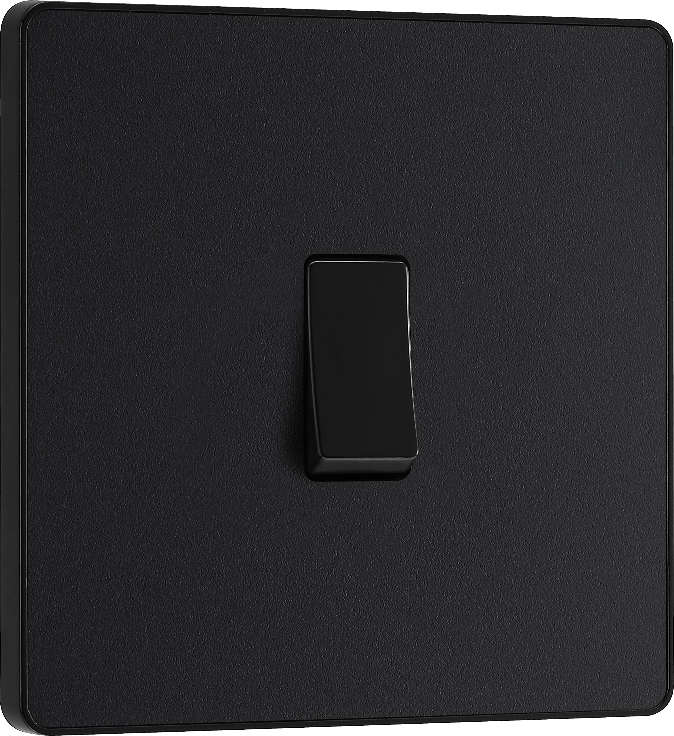 BG Electrical Single Wall Light Switch, 2 Way, Screwless Front Plate, Round Edges, Evolve, Matt Black, 20A, 16AX, PCDMB12B — image 1