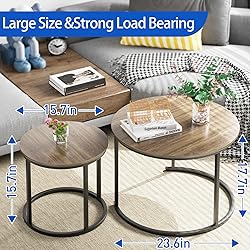 aboxoo Coffee Table Nesting Side Round Table Set of