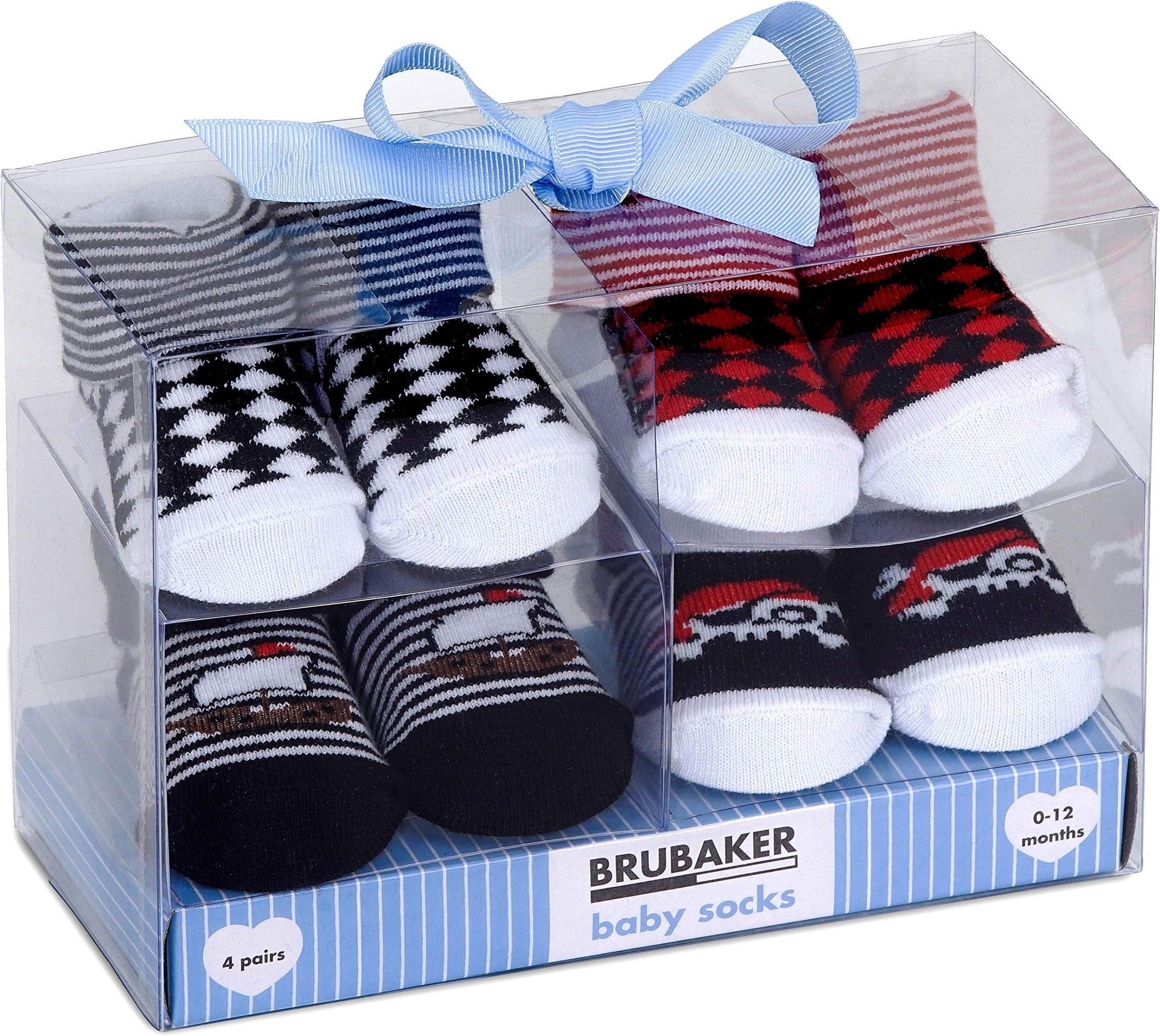 BRUBAKER 4 Pairs of Baby Socks Boys 0-12 Months - Pirate - Newborn Gift Set for Infant - Cotton