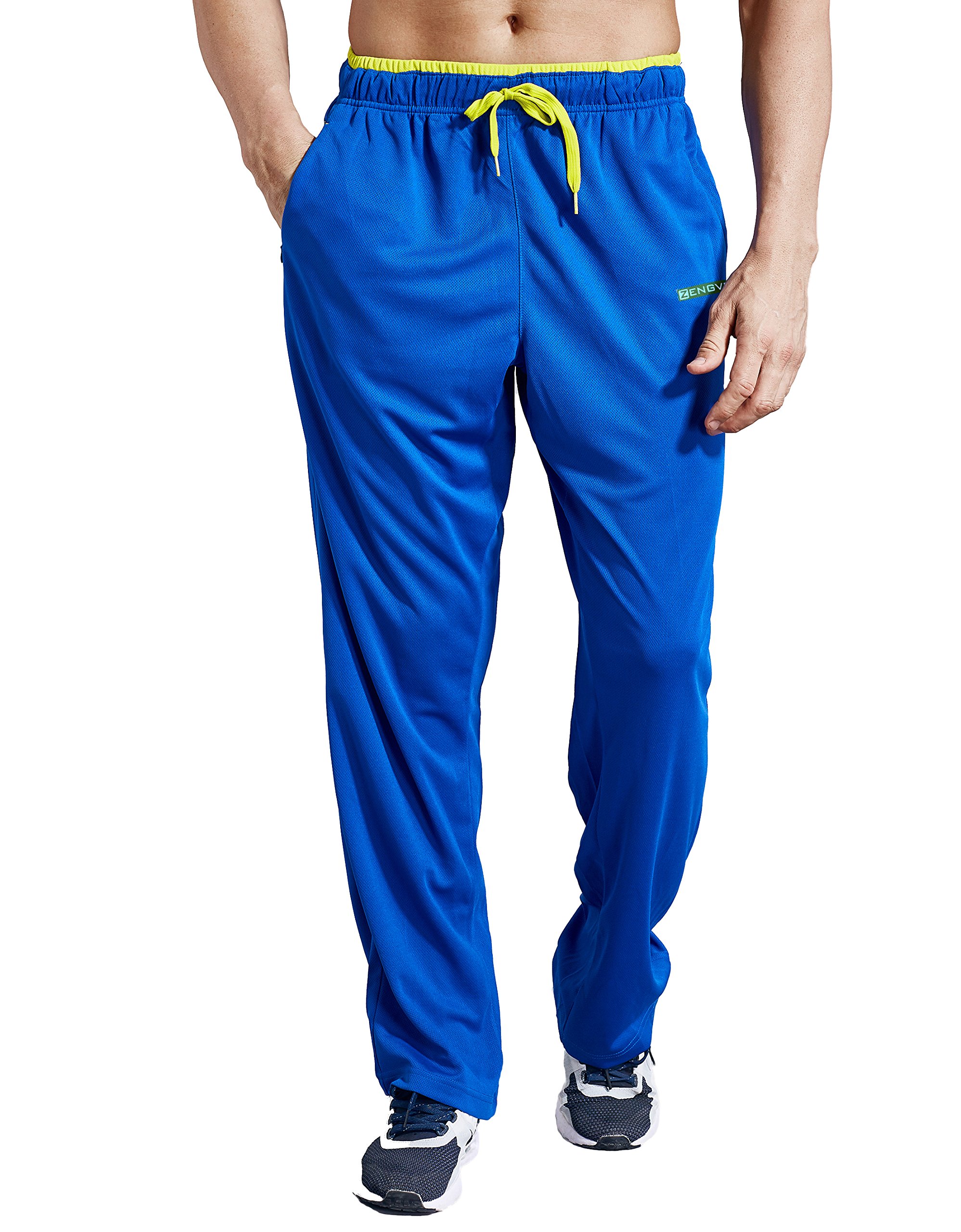 Zengveemens Sweatpants With Zipper Pockets Open Bottom Athletic