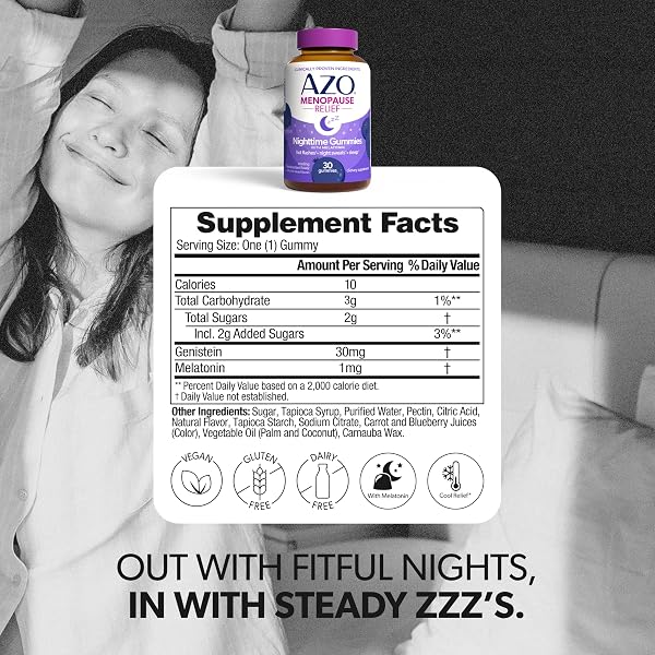 AZO MENOPAUSE RELIEF GUMMIES DAYTIME & NIGHTTIME BUNDLE (60 CT) – ESTROGEN‑FREE SUPPORT FOR HOT FLASHES, NIGHT SWEATS & BETTER SLEEP, MENOPAUSE SYMPTOM RELIEF FOR DAY AND NIGHT*