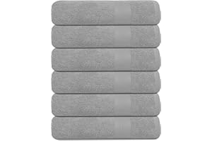 TEXCRAFT Bath Towel Set, Cotton Terry Towels for Bathroom, Quick Dry, Lightweight, Highly Absorbent, Soft Feel, 24 x 48 Pack of 6 for Shower, Pool, Spa, Gym, Hand Towel for Daily Use